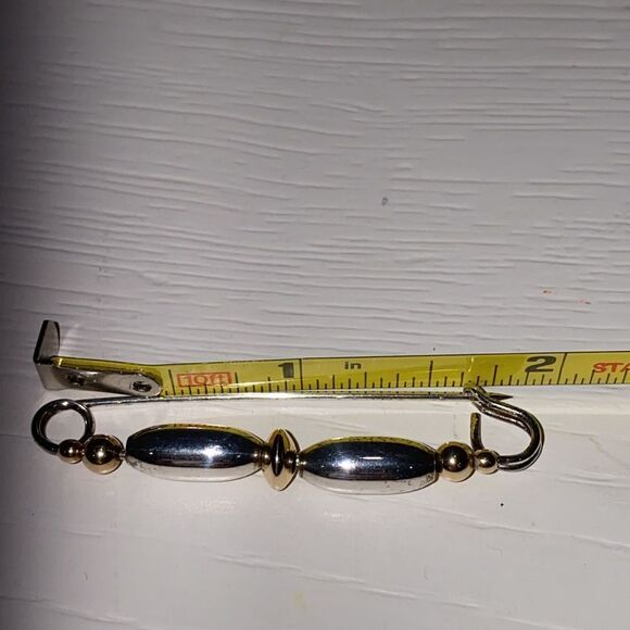 Silver And Gold Plated Beaded Design Stock Pin Scarf Pin - Picture 6 of 6